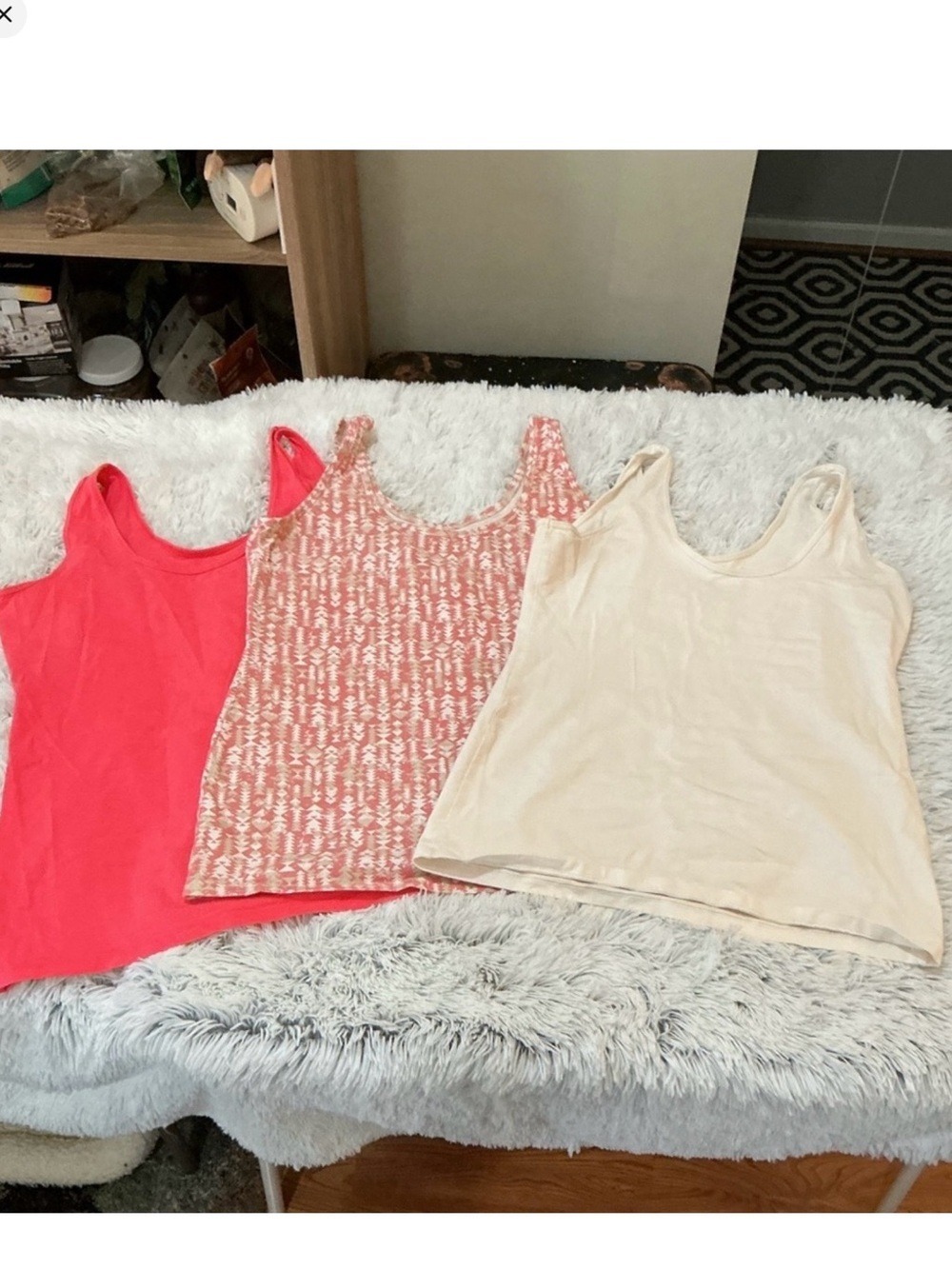 Maurices Tank Top Bundle (3) coral cream & patterned  XL Casual Basic Layering - Picture 2 of 8